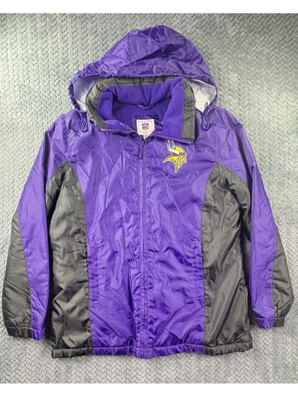 Minnesota Vikings NFL Full Zip Jacket Purple Black Womens Size Medium